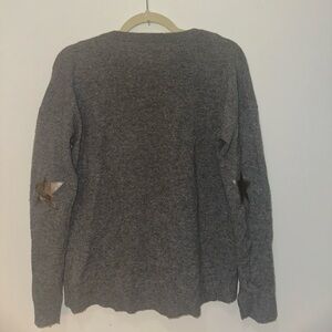 Zadig & Voltaire Cici Grey Silver Elbow Star Patch Cashmere Sweater